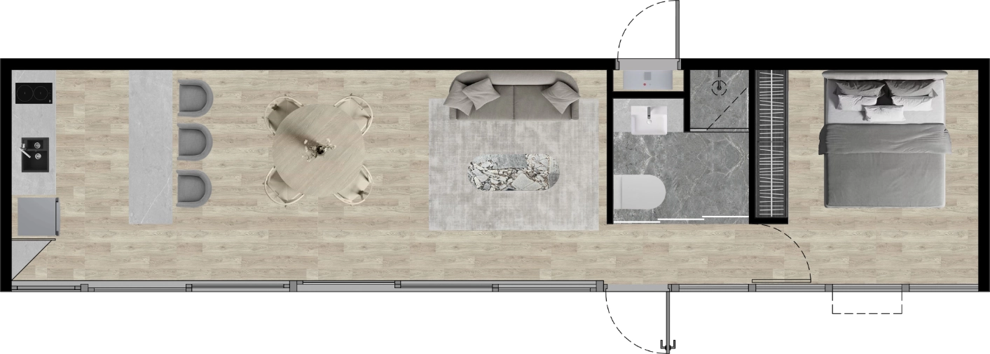 Plano Aura Y5 — 1 habitación y 1 baño