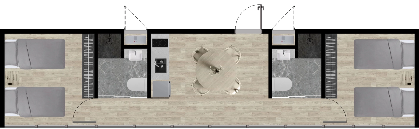 Plano Aura Y5 — 2 habitaciones y 1 baño B