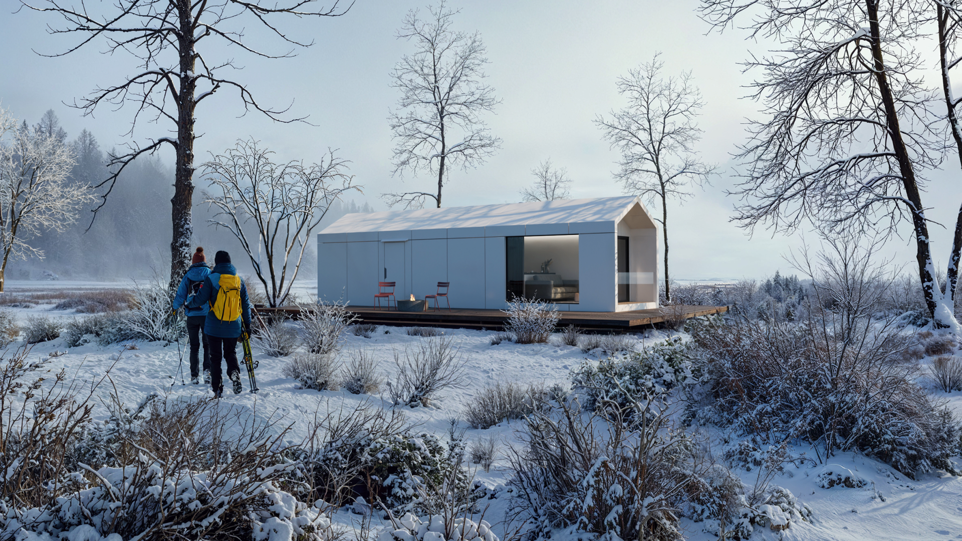 Cápsula Aura V3 — 34,5 m² con balcón para 4 personas